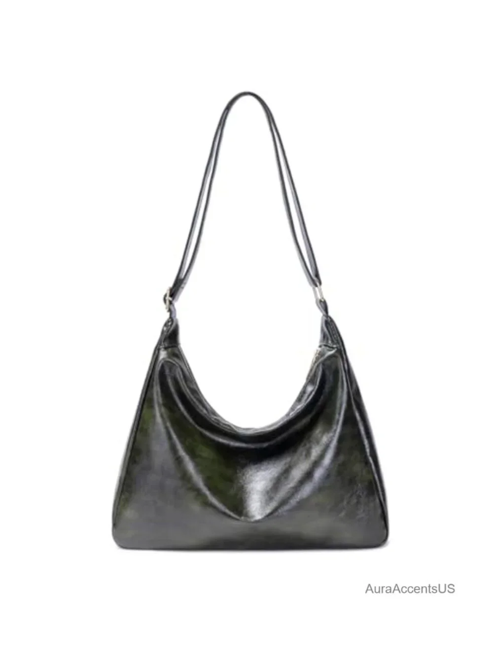 Foldable Vegan Leather Hobo Shoulder Bag Large Capacity Stylish Tote